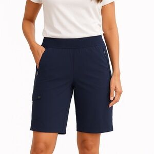 Chico’s Zenergy bermuda pull on stretch utility shorts zipper pockets size 12